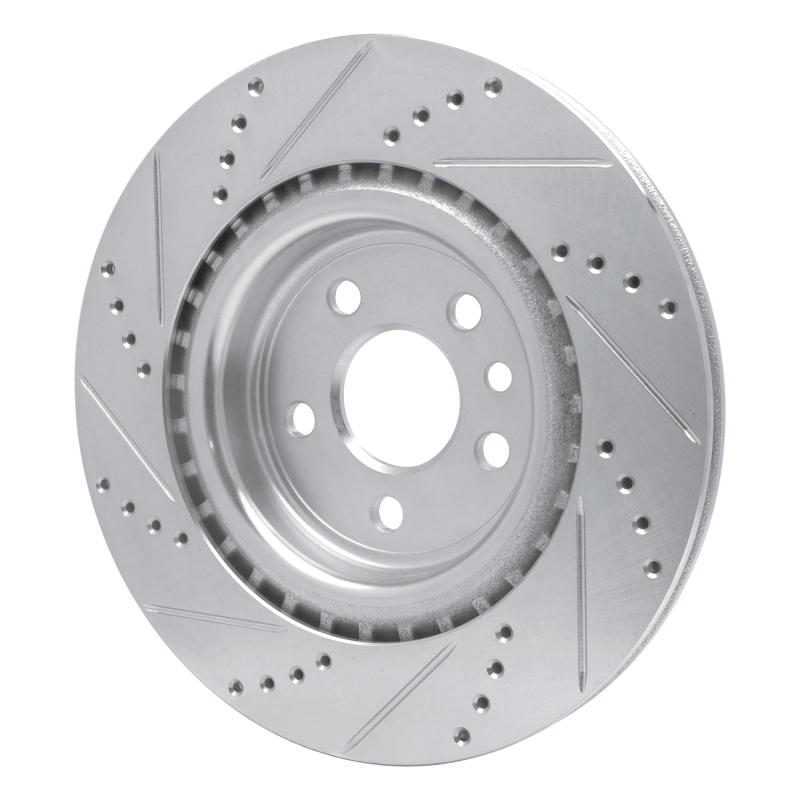 Jaguar XE Brake Rotor (1) - Rear Right - R1 Concepts - Drilled & Slotted - Silver - `17-`20